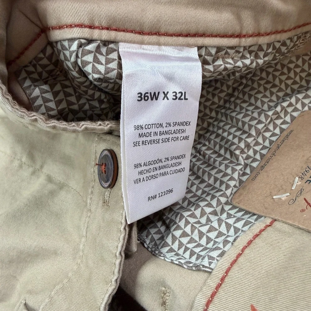 Weatherproof Men's 36 x 32 Khaki Chinos Slim Fit Stretch Twill NWT - Picture 7 of 8